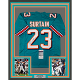 Framed Autographed/Signed Patrick Surtain 33x42 Miami Teal Jersey JSA COA