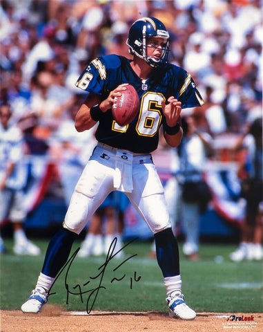 Ryan Leaf Signed Chargers Dropback Action 16x20 Photo - (SCHWARTZ COA)