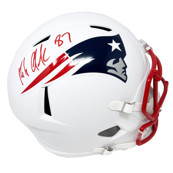 flat red football helmets Rob Gronkowski New England Patriots Signed Riddell Flat White Replica – Super Sports Center