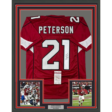 Framed Autographed/Signed Patrick Peterson 33x42 Arizona Red Jersey JSA COA