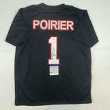 Autographed/Signed DUSTIN POIRIER UFC MMA Black Jersey Shirt PSA COA Auto