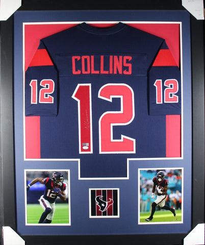 NICO COLLINS (Texans blue TOWER) Signed Autographed Framed Jersey JSA