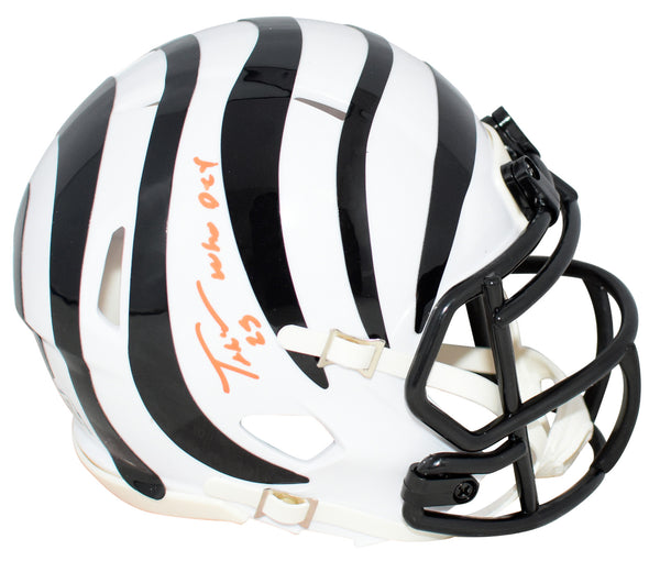 TAHJ BROOKS AUTOGRAPHED CINCINNATI BENGALS WHITE SPEED MINI HELMET W/ WHO DEY