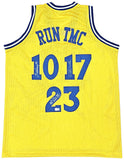 WARRIORS RUN TMC AUTOGRAPHED YELLOW JERSEY 3 SIGS MULLIN HARDAWAY BECKETT 216823