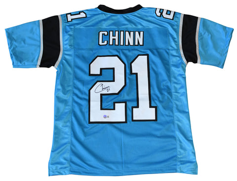 JEREMY CHINN AUTOGRAPHED SIGNED CAROLINA PANTHERS #21 BLUE JERSEY BECKETT
