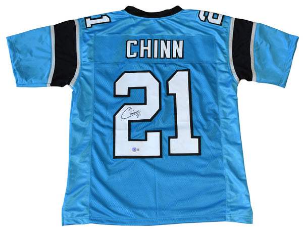 JEREMY CHINN AUTOGRAPHED SIGNED CAROLINA PANTHERS #21 BLUE JERSEY BECKETT