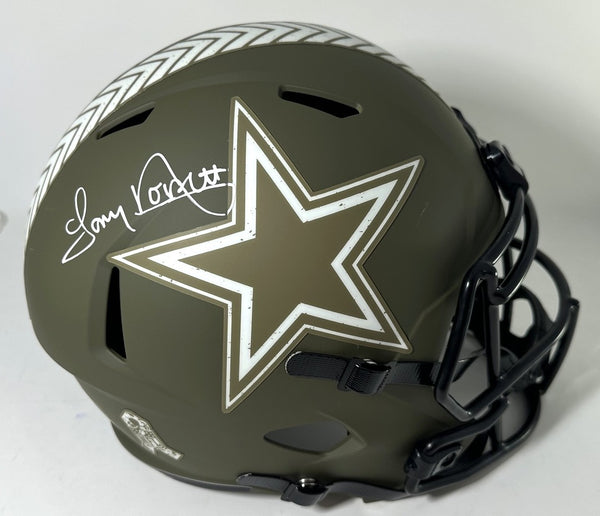 Cowboys TONY DORSETT Signed Full Size '22 SALUTE peed Replica Helmet AUTO - JSA