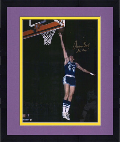 Frmd Jerry West Lakers Signed 16x20 Lay Up In Blue Jersey Photo & Logo Man Insc