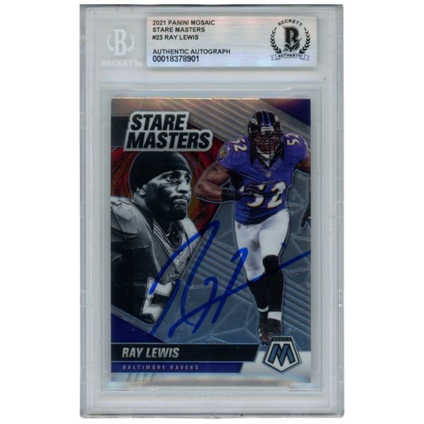 Ray Lewis Autographed 2021 Mosiac Stare Masters #SM23 Trading Card Beckett 52917