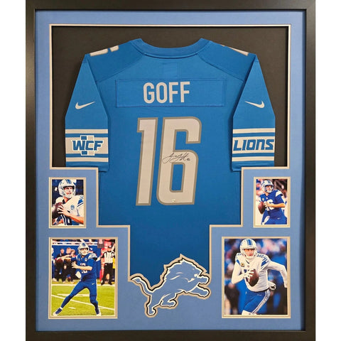 Jared Goff Autographed Signed Framed Detroit Lions Jersey FANATICS