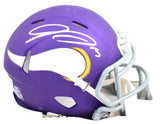 Jordan Addison Signed Vikings Tribute Speed Mini Helmet- Beckett W Holo *Silver