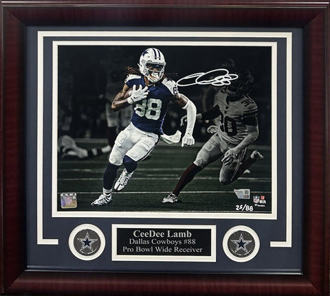 Ceedee Lamb Signed 11x14 Framed Photo W/ Coin Cowboys Autograph /88 Fanatics COA