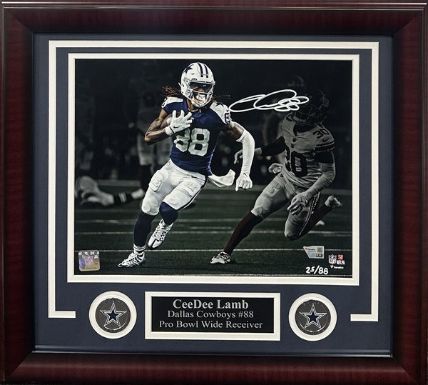 Ceedee Lamb Signed 11x14 Framed Photo W/ Coin Cowboys Autograph /88 Fanatics COA