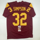 Autographed/Signed OJ O.J. Simpson USC Maroon College Football Jersey JSA COA