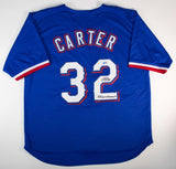Evan Carter " 23 W.S. Champs" Signed Texas Rangers Jersey (Beckett) Center Field