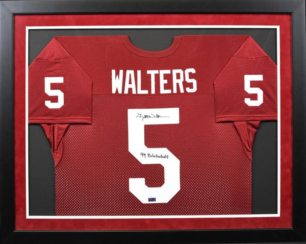 TROY WALTERS SIGNED STANFORD CARDINAL #5 FRAMED JERSEY W/ 99 BILETNIKOFF