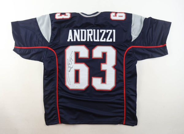 Joe Andruzzi Signed Patriots Jersey Inscribed "3x Champs" (JSA COA) Pats O-Line