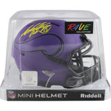 Adrian Peterson Autographed Minnesota Vikings Rave Mini Helmet Beckett 49607