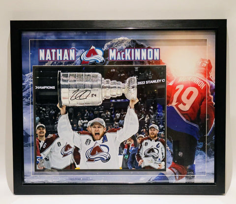 Nathan Mackinnon Autographed 16x20 Lifting Cup Photo 3D Framed Fanatics COA