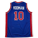 Autographed/Signed Dennis Rodman Detroit Blue Jersey Beckett BAS COA