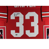 Jack Sawyer Autographed College Style Red Framed Jersey 35x43 Beckett 51238
