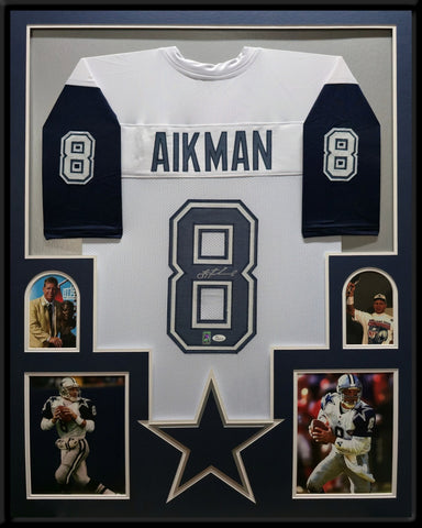 FRAMED DALLAS COWBOYS TROY AIKMAN AUTOGRAPHED SIGNED JERSEY JSA COA