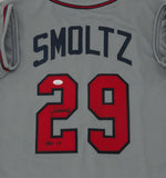 Braves JOHN SMOLTZ Signed Custom Replica Atlanta Grey Jersey AUTO w/ HOF - JSA