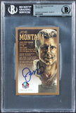 49ers Joe Montana Signed 3.5x5.5 HOF Plaque Postcard Auto 10! BAS Slabbed