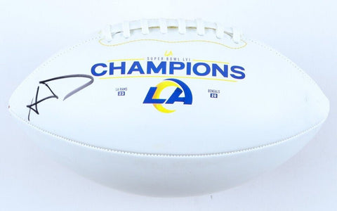 Aaron Donald Signed Los Angeles Rams Super Bowl LVI Champions Logo Football