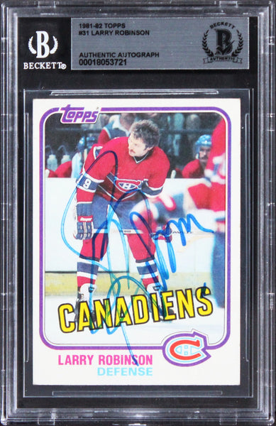 Canadiens Larry Robinson Authentic Signed 1981 Topps #31 Card BAS Slabbed