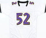 Ray Lewis Autographed White Pro Style Jersey w/HOF - Beckett W Hologram *Silver