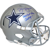 Jimmy Johnson Autographed Dallas Cowboys F/S Helmet Inscription Beckett 48636