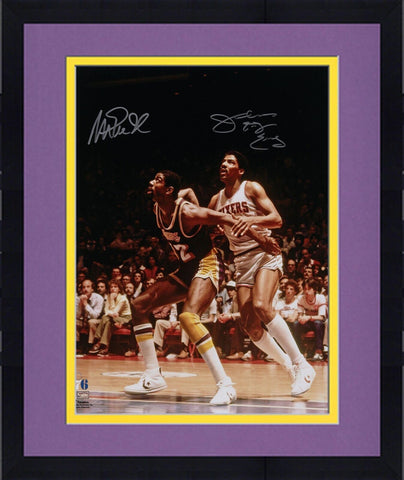 FRMD Magic Johnson & Julius Erving Lakers Autographed Battling 16x20 Photograph