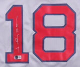 Johnny Damon Signed Boston Red Sox Gray Road Jersey (Beckett) 2004 Series Champ