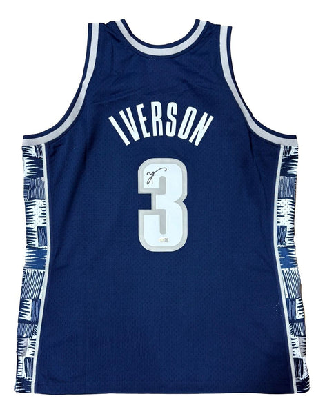 Allen Iverson Signed Georgetown Hoyas 95/96 Navy M&N College Vault Jersey JSA QR