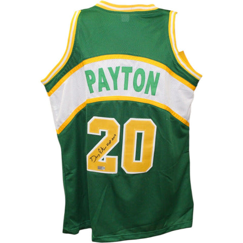 Gary Payton Autographed/Signed Pro Style Green Jersey HOF TRI 43517