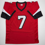 Autographed/Signed MICHAEL MIKE VICK Atlanta Red Jersey PSA/DNA COA
