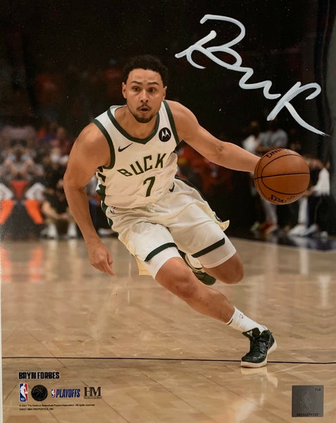 Milw Bucks 2021 NBA Champ BRYN FORBES Signed 8x10 Photo #7 AUTO