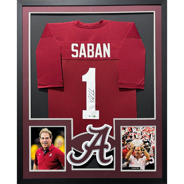 Nick Saban Autographed Signed Framed Alabama Jersey BECKETT