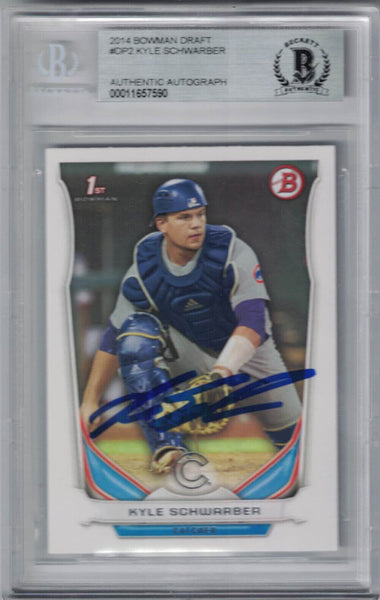 Kyle Schwarber Autographed Chicago Cubs 2014 Bowman Draft Card BAS Slab 25209