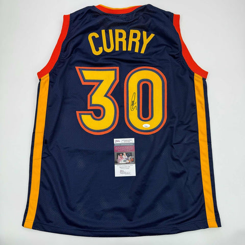 Autographed/Signed Stephen Steph Curry Golden State Black Retro Jersey JSA COA