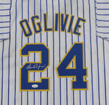 Brewers 82 AL Champ BEN OGLIVI Signed Custom Replica Pinstripe Jersey AUTO - JSA