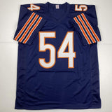 Autographed/Signed Brian Urlacher Chicago Blue Football Jersey Beckett BAS COA