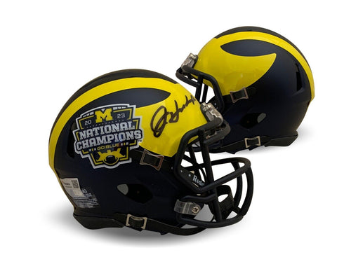 Jim Harbaugh Autographed Michigan 2023 National Champions Mini Helmet Fanatics