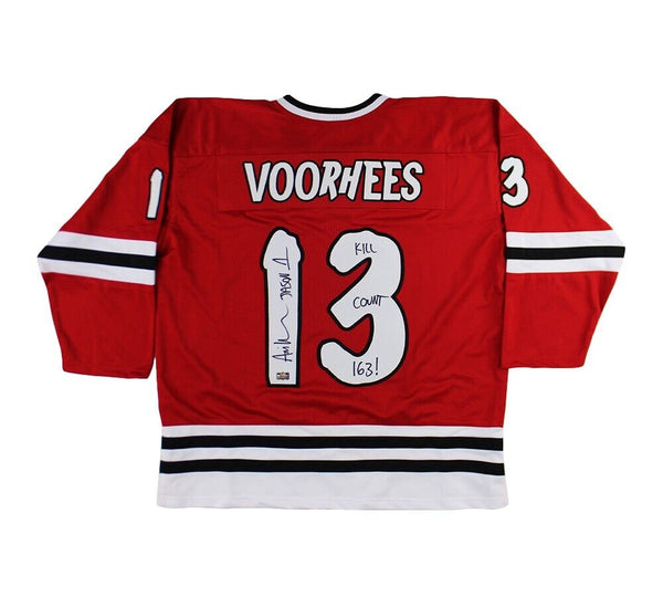 Ari Lehman Signed Friday the 13th Custom Red Jersey - Kill Count 163 Insc