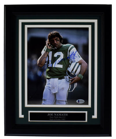 Joe Namath HOF New York Jets Autographed/Signed 8x10 Photo Framed Beckett 211415