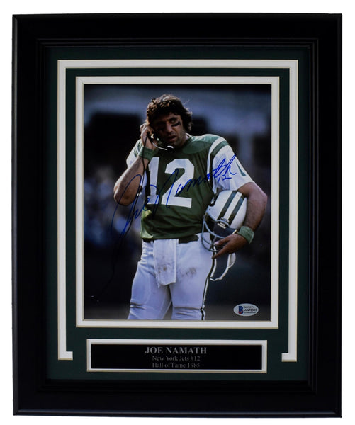 Joe Namath HOF New York Jets Autographed/Signed 8x10 Photo Framed Beckett 211415