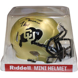 Travis Hunter Autographed Colorado Buffaloes Mini Helmet Heisman Beckett W 57928