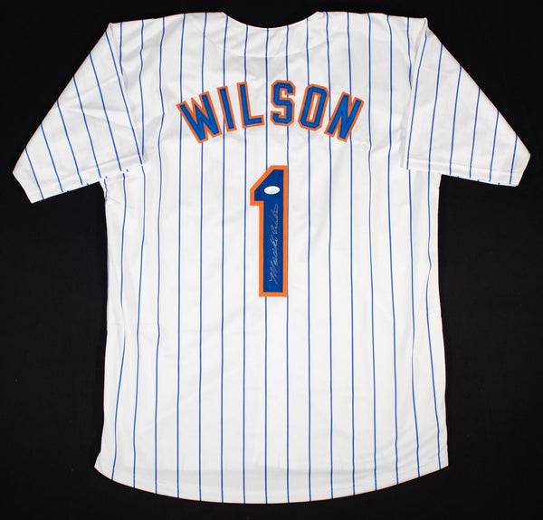 Mookie Wilson Signed New York Mets Pinstriped Jersey (JSA COA) 1986 World Champs
