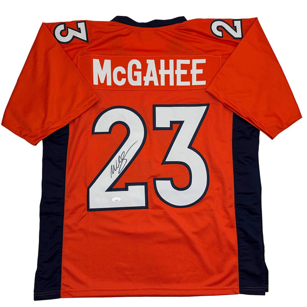Autographed/Signed Willis McGahee Denver Orange Football Jersey JSA COA